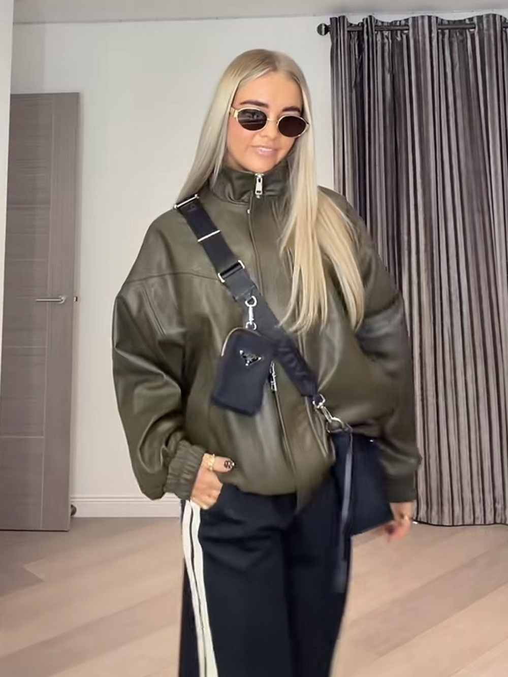 ZARA FAUX LEATHER HIGH COLLAR BOMBER JACKET - Picture 2 of 14